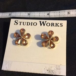 Fashion Pearl Earrings Champagne Flower